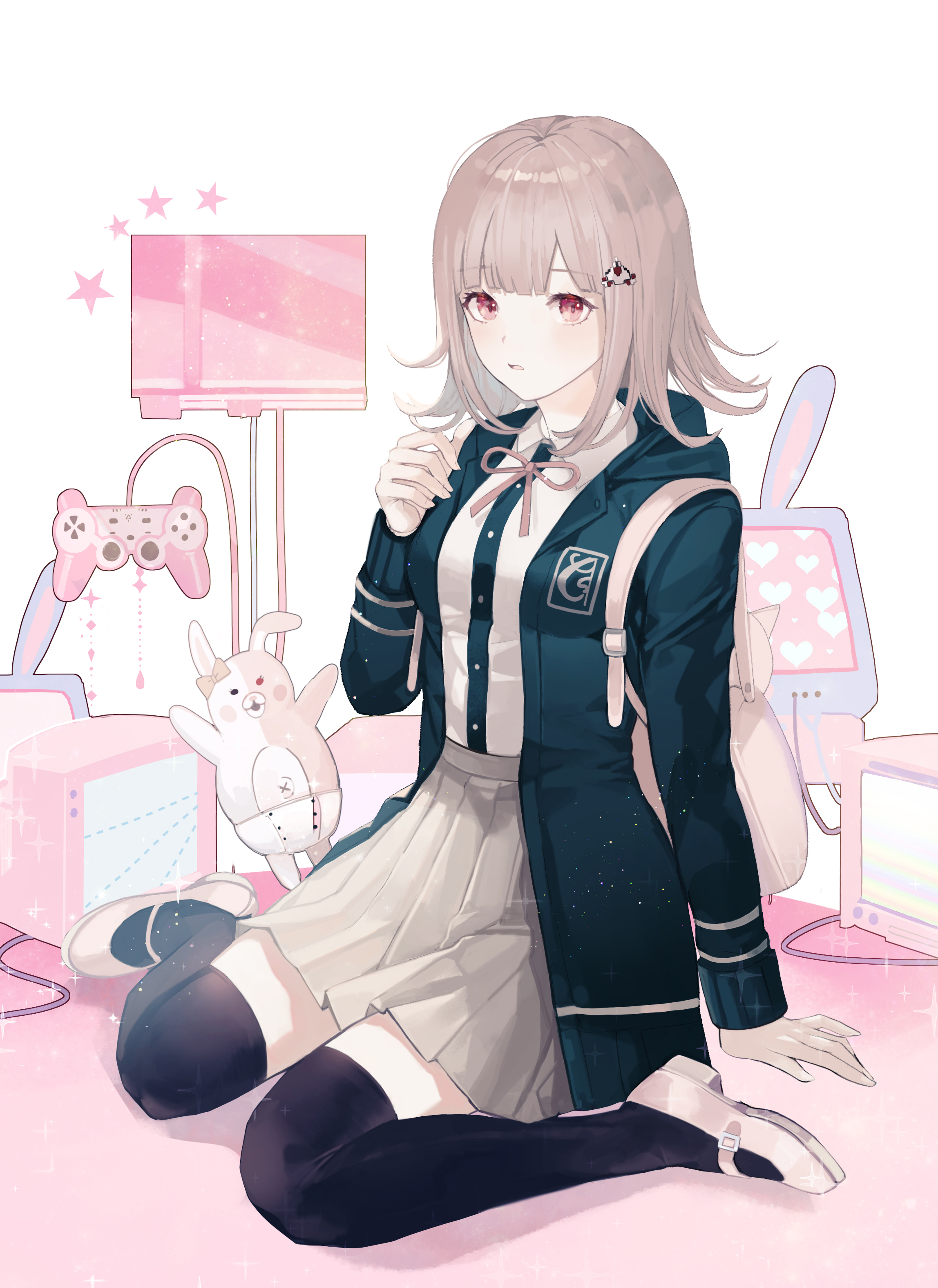 Belda34 Dangan Ronpa Dangan Ronpa 2 Nanami Chiaki Seifuku Skirt Lift Thighhighs 677961 Yande Re